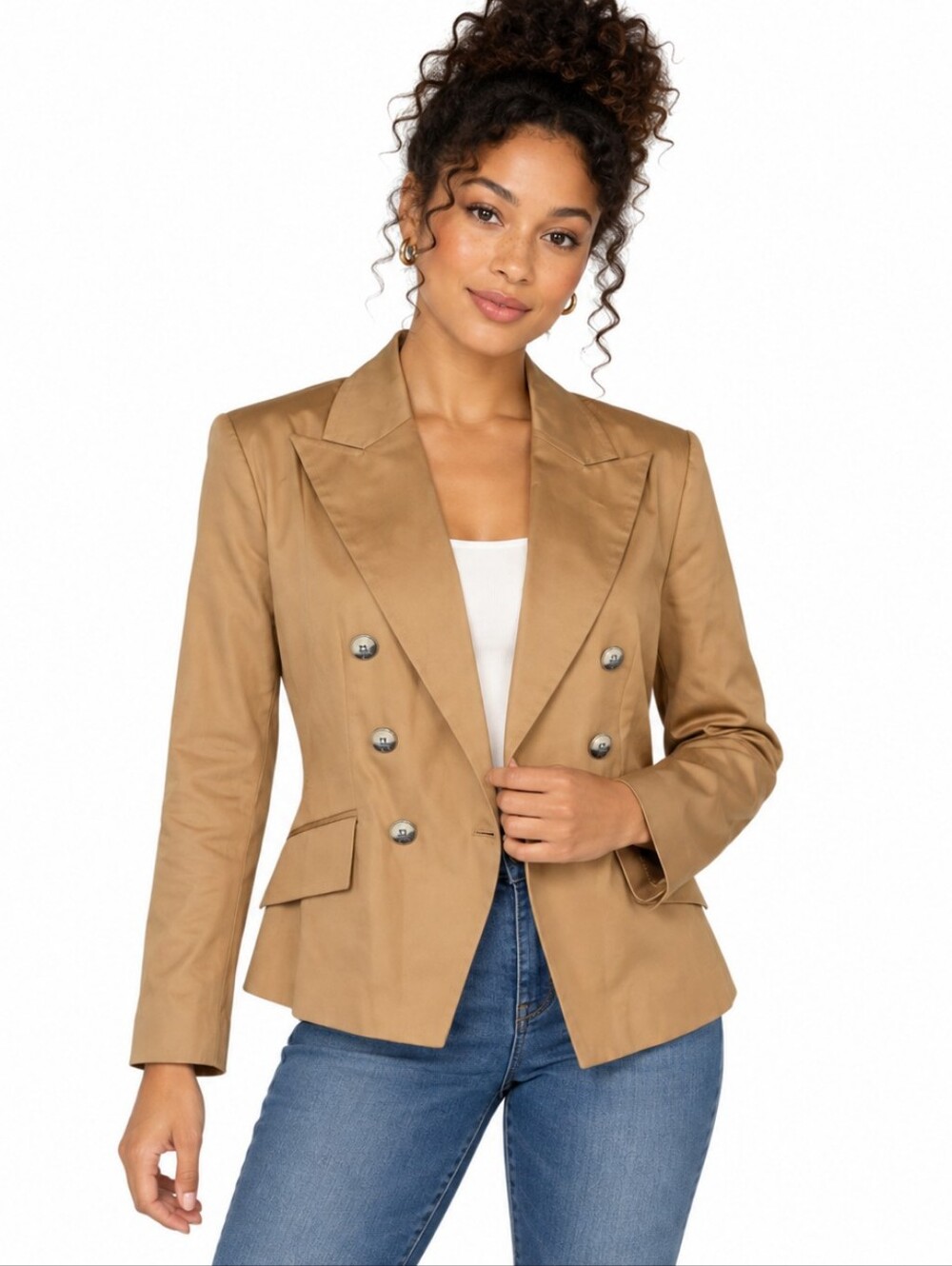 Ryegrass Double-Breasted Blazer Camel Color Jacket Classic Workwear Size 12